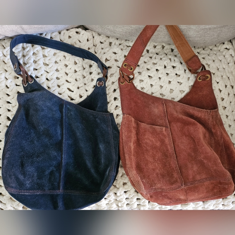 LUCKY BRAND vintage real suede asymmetrical hobo bag